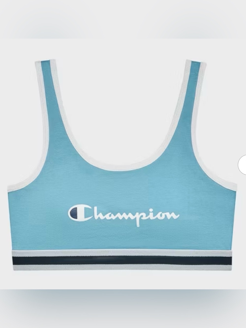 Champion Light Blue & White Logo Crop Tank Top